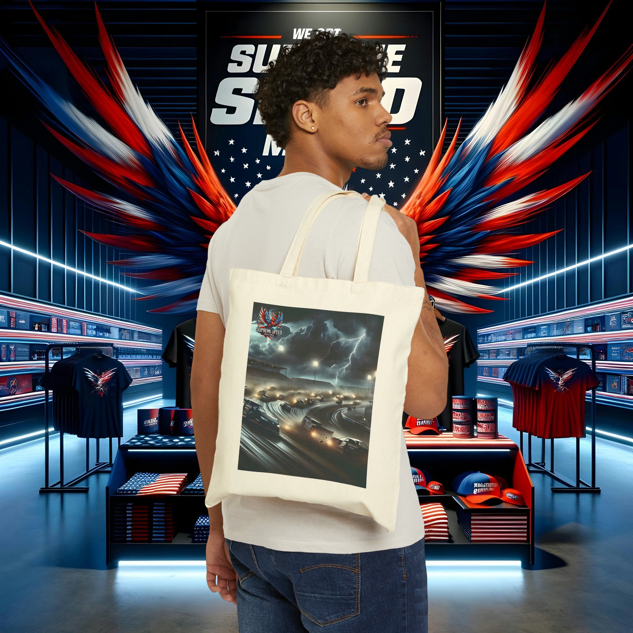 supreme speed Cotton Canvas Tote Bag