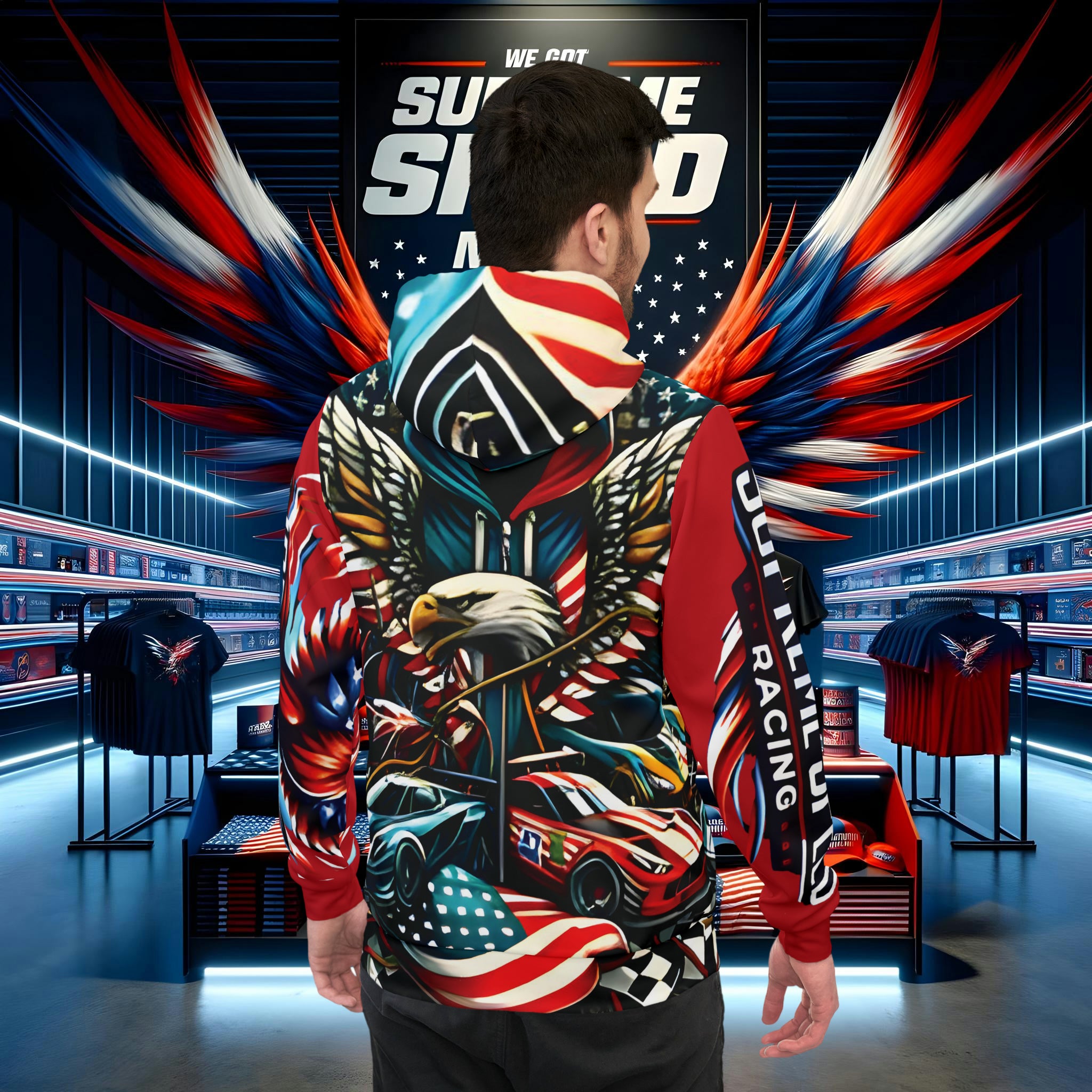 Supreme Speed Patriot Athletic Hoodie (AOP)