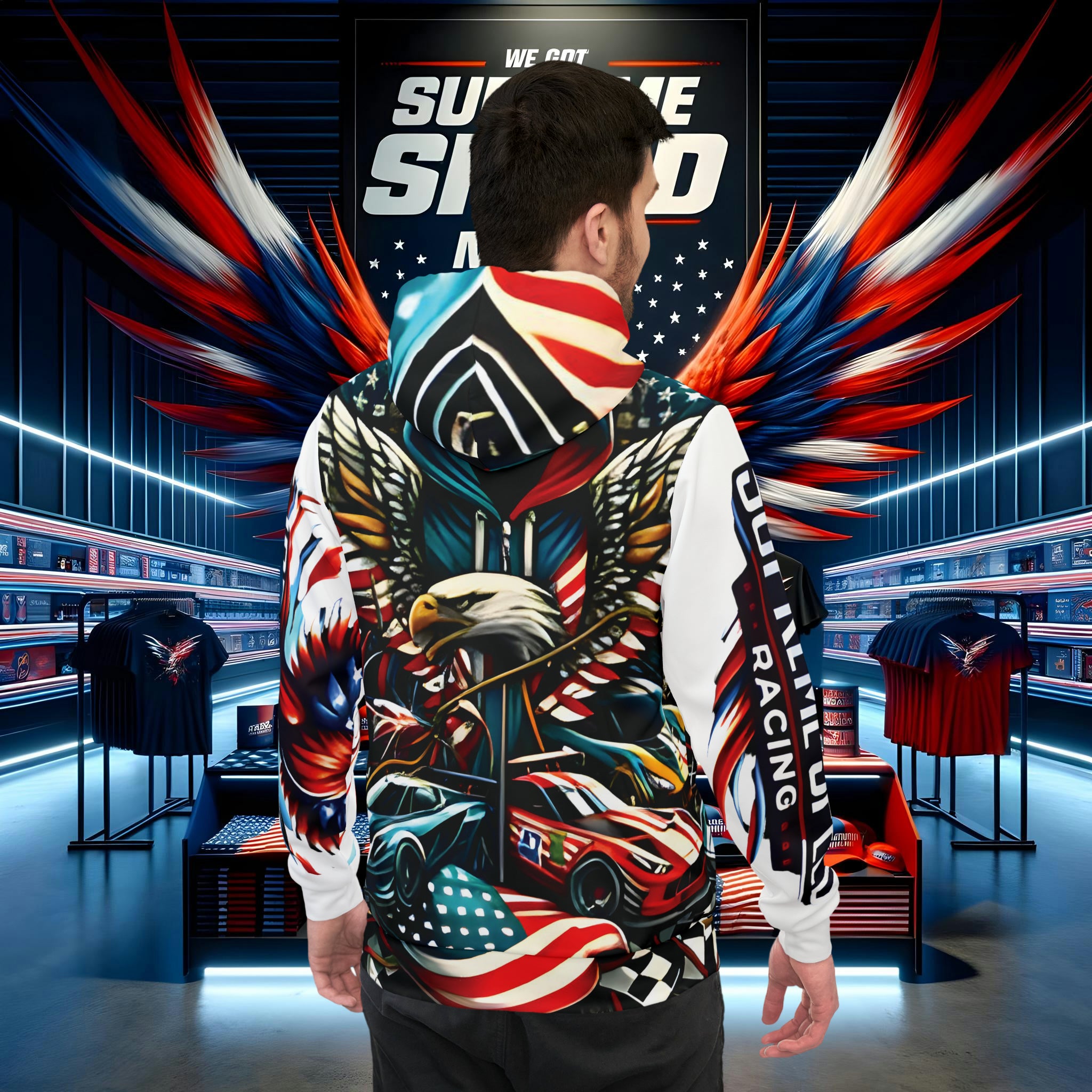 Supreme Speed Patriot Athletic Hoodie (AOP)